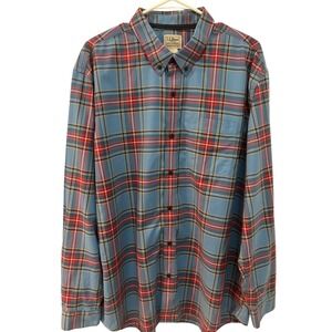 L.L. Bean‎ Lagoon Blue Lakewash tartan Traditional Fit button shirt XL